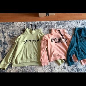 Four PINK Cowl Neck Sweatershirts